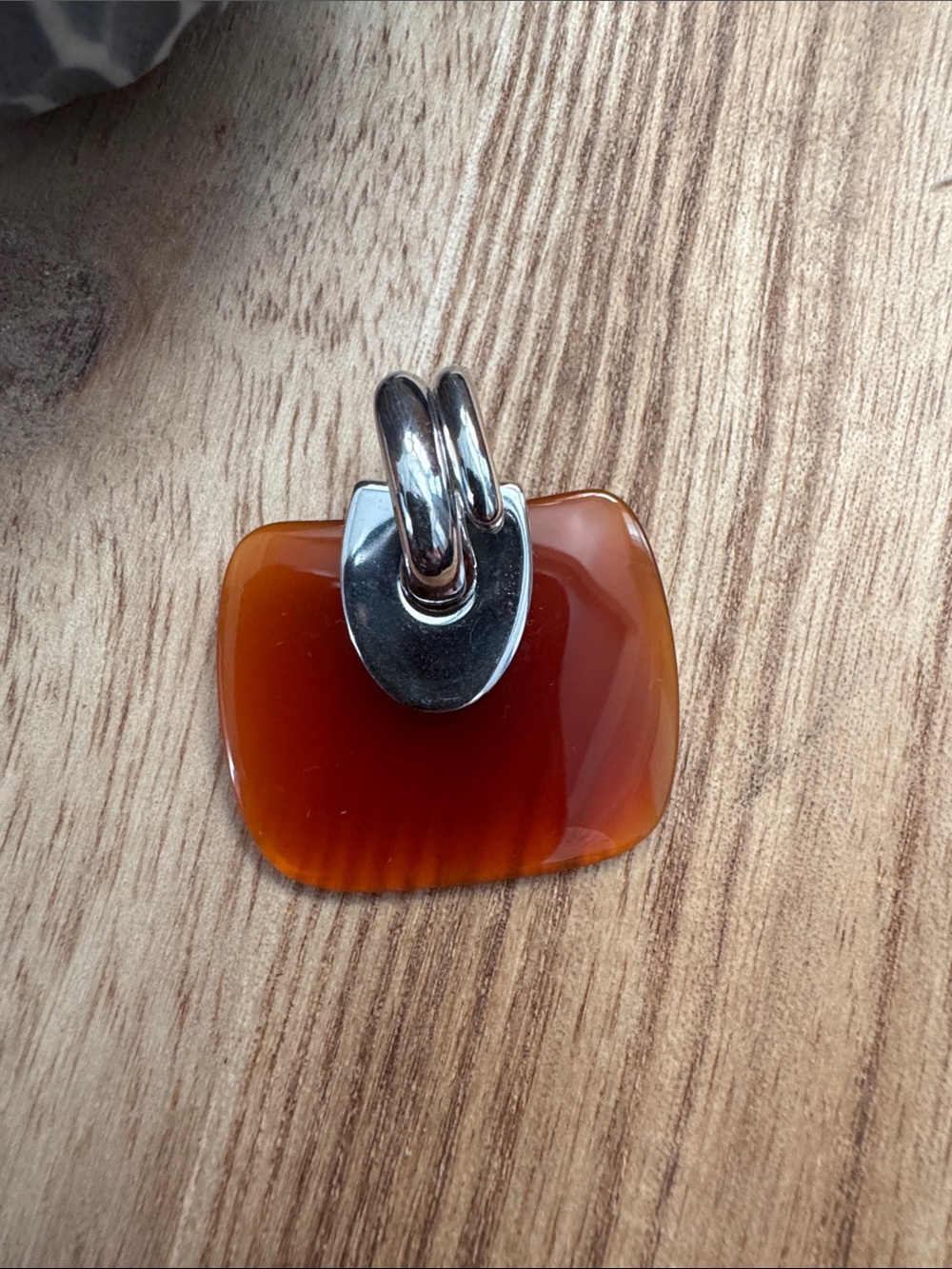 NWOT Brown Resin and Sterling Silver-Tone Pendant